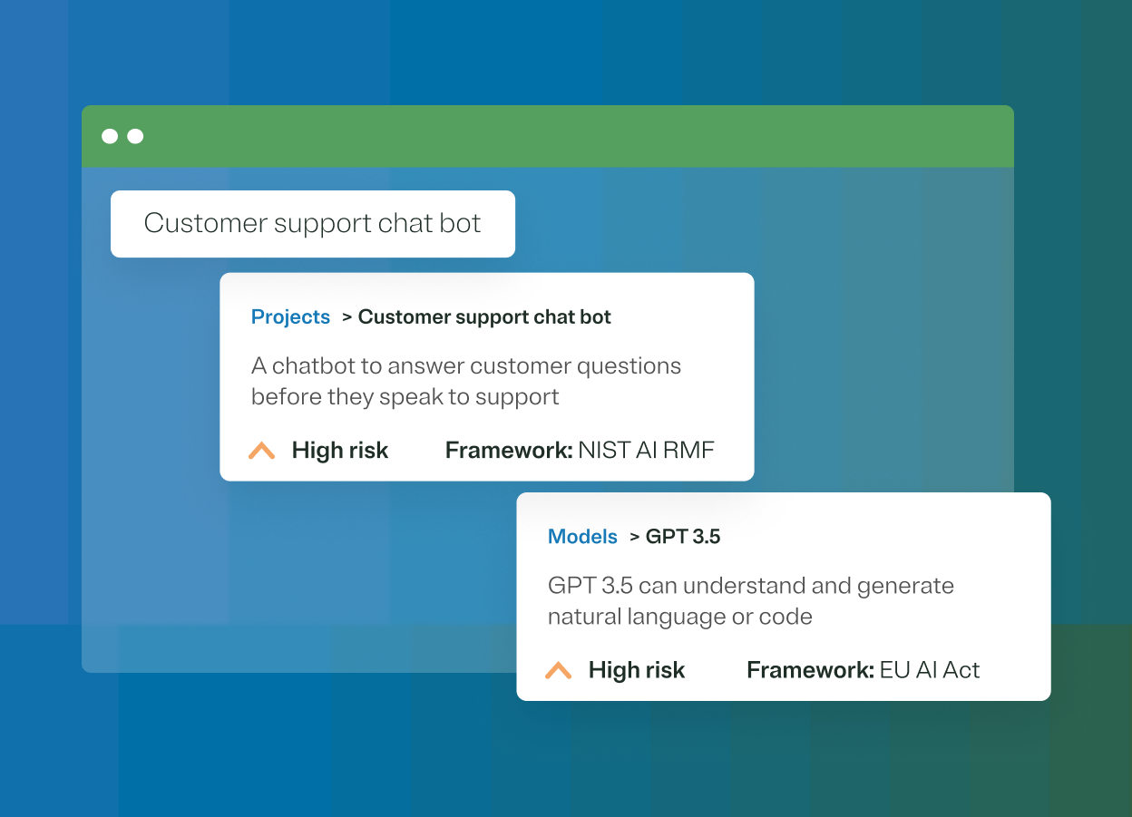 Graphic representing governing the AI dev lifecycle in the AI governance module of the OneTrust platform