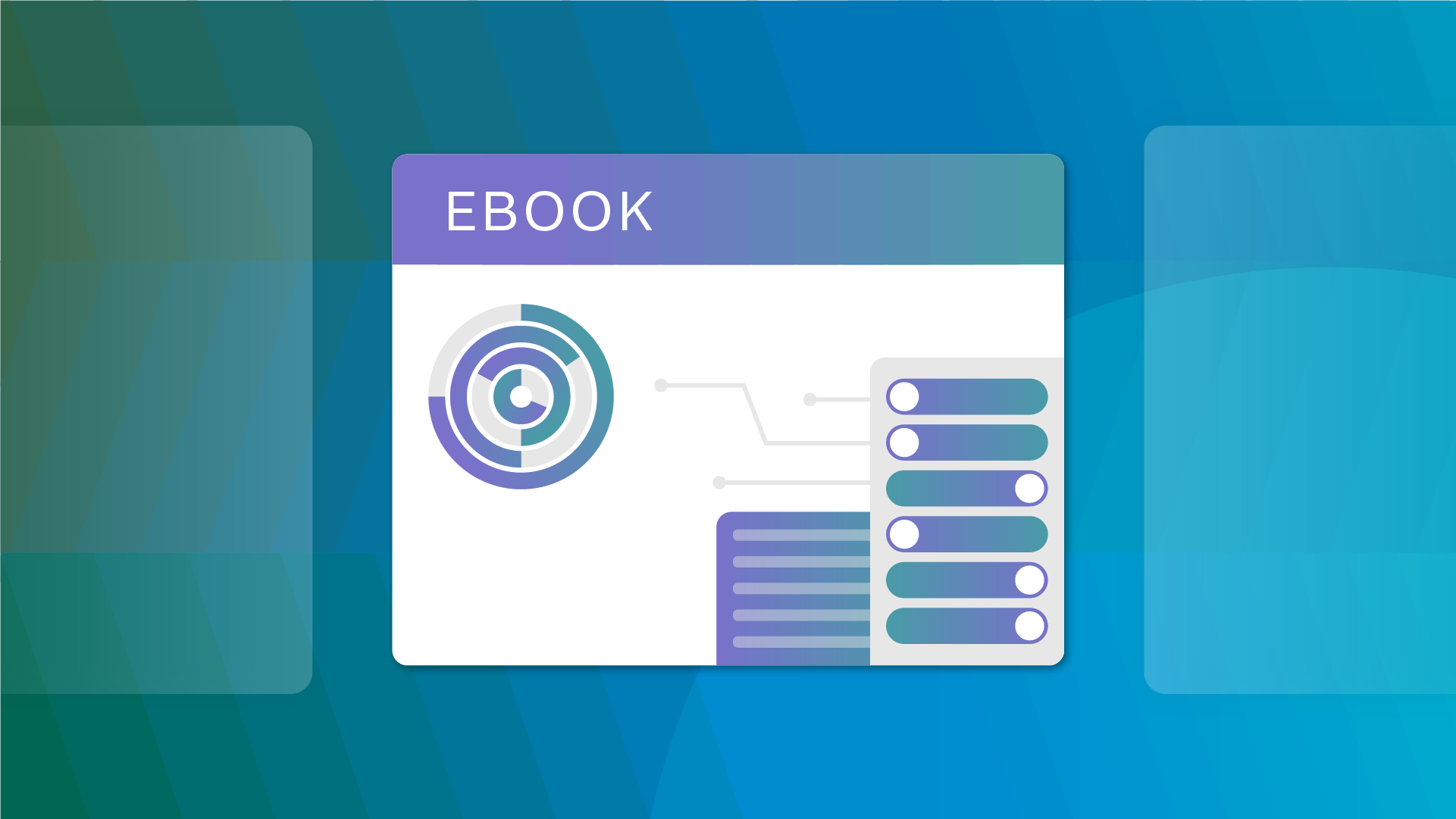 Cover of an eBook with misc charts and graphs on it atop a multi gradient blue background